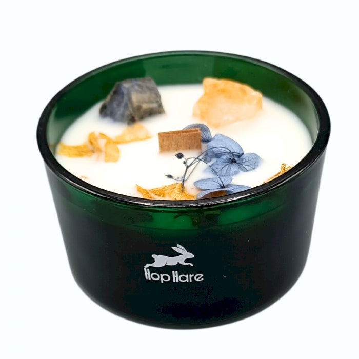 Crystal Candle Citrien & Sodaliet – Lemon Horizon Bliss