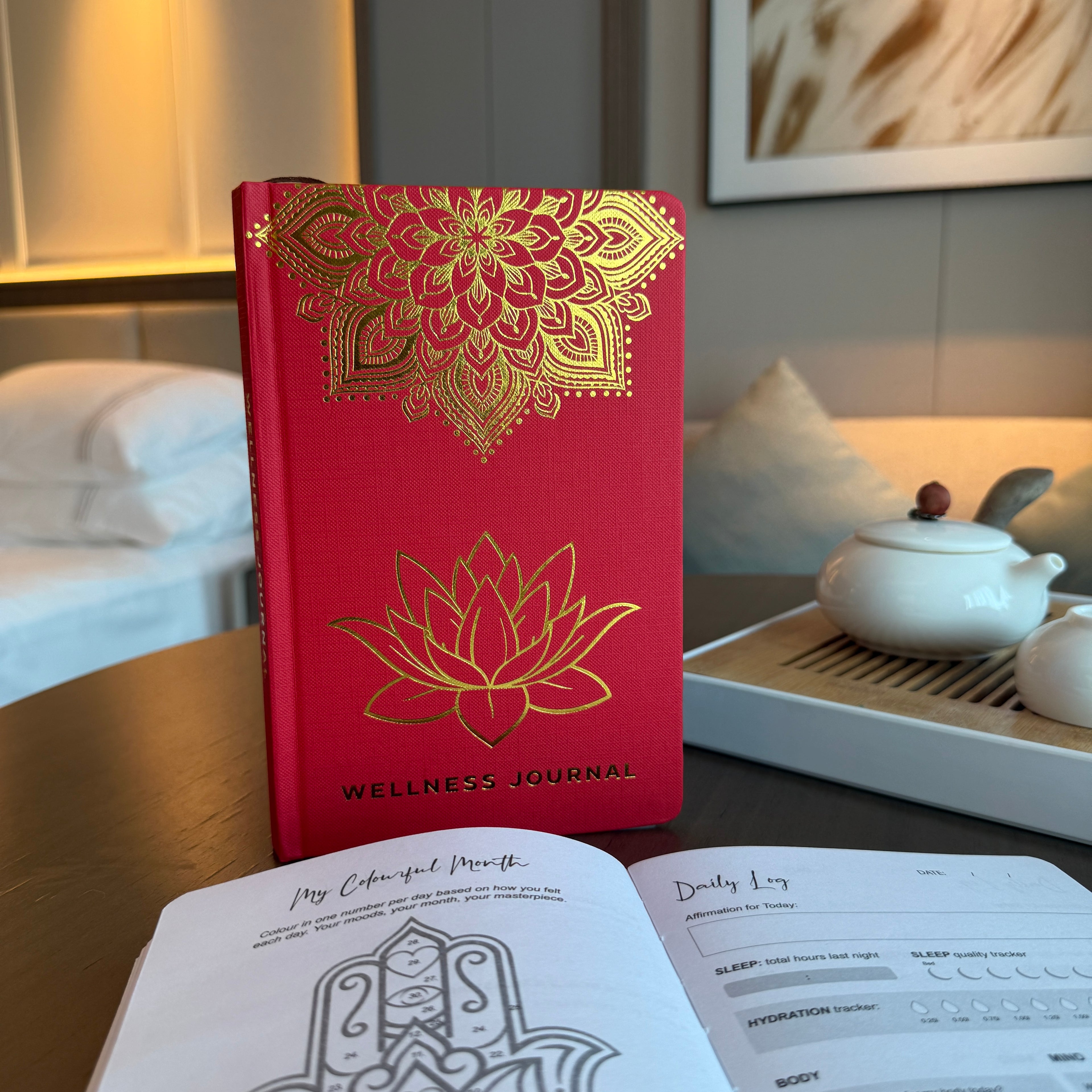 Wellness Journal Rood – Mandala & Lotus