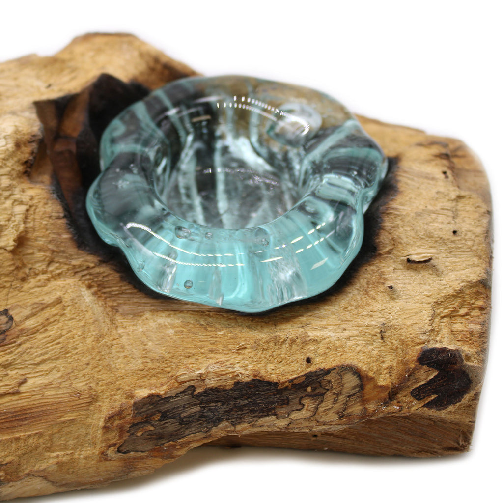 Glazen Kaarsenhouder met Hout