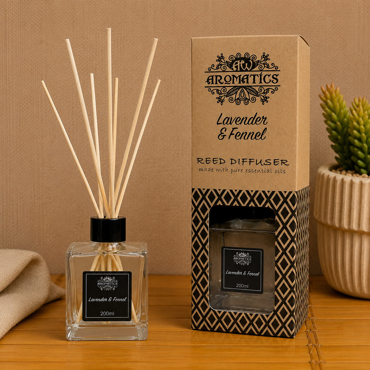 Lavender & Fennel Geurstokjes 200 ml | Met Pure Etherische Oliën