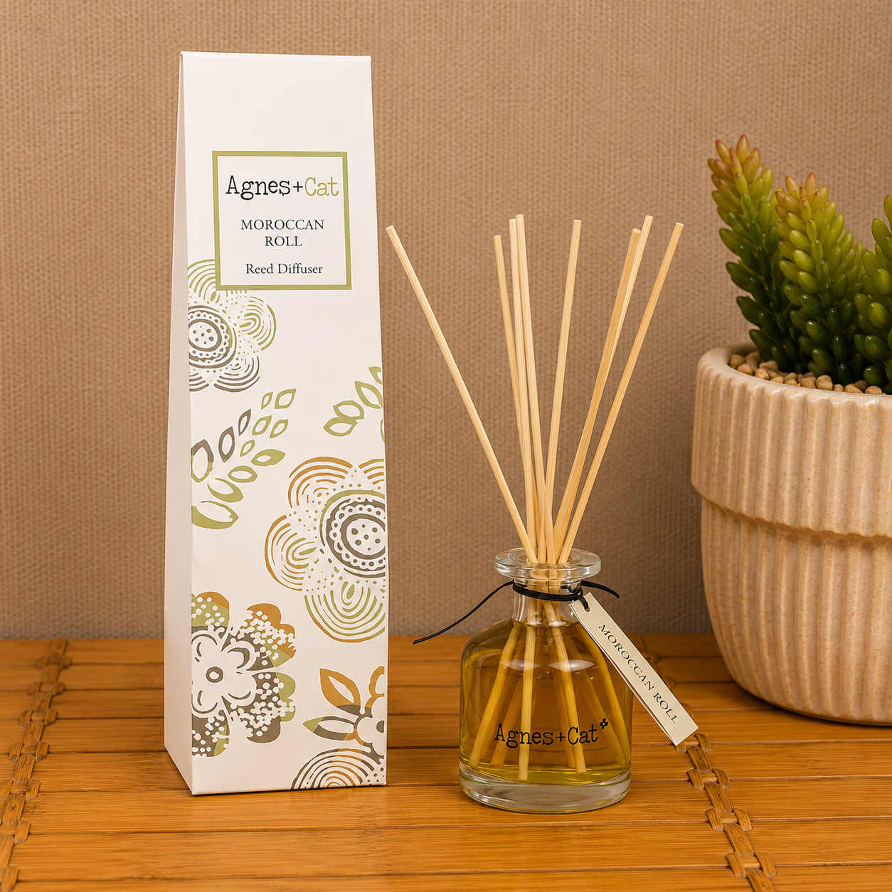 Agnes & Cat Moroccan Roll Geurstokjes 140 ml | Luxe Reed Diffuser