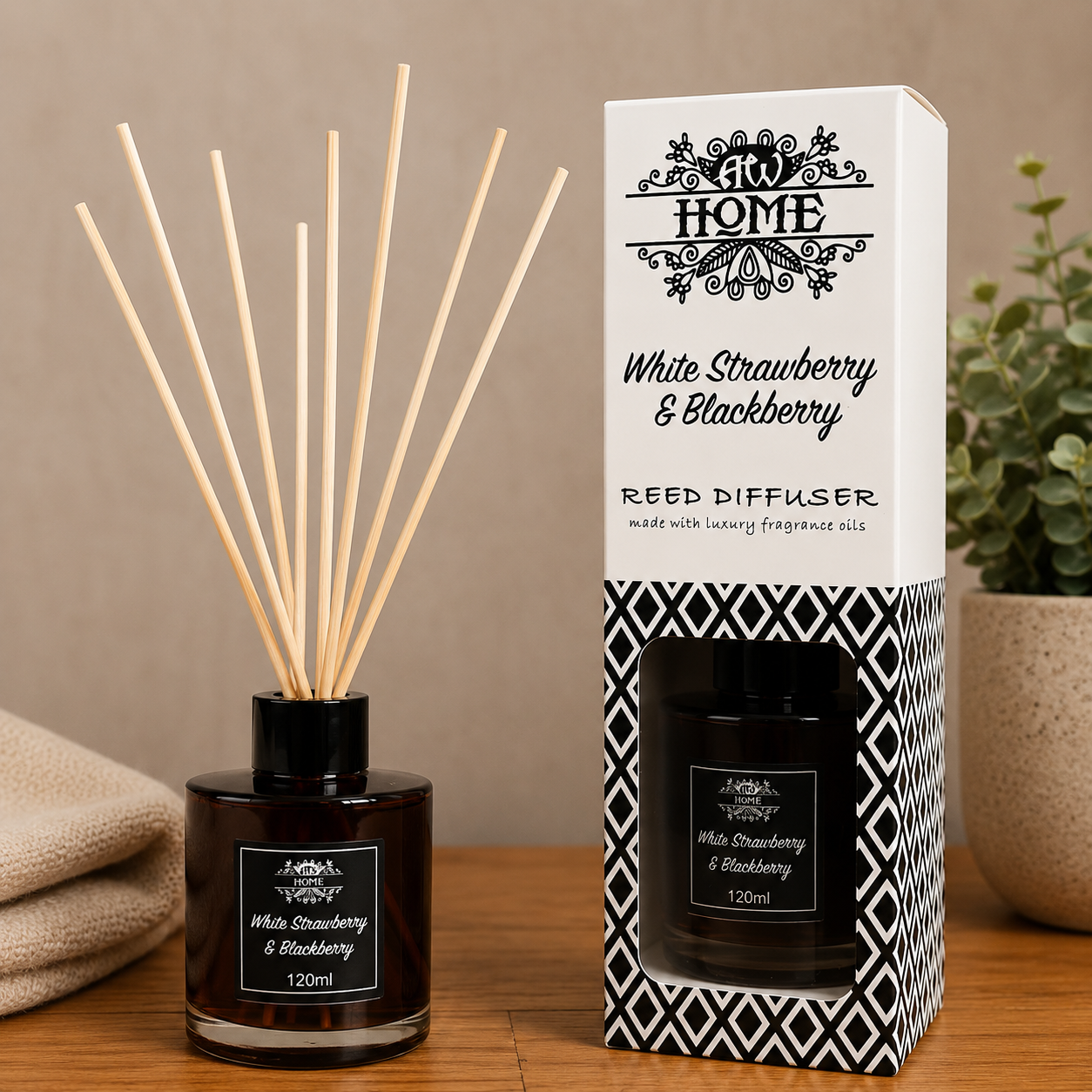 White Strawberry & Blackberry Geurstokjes 120 ml | Luxe Reed Diffuser