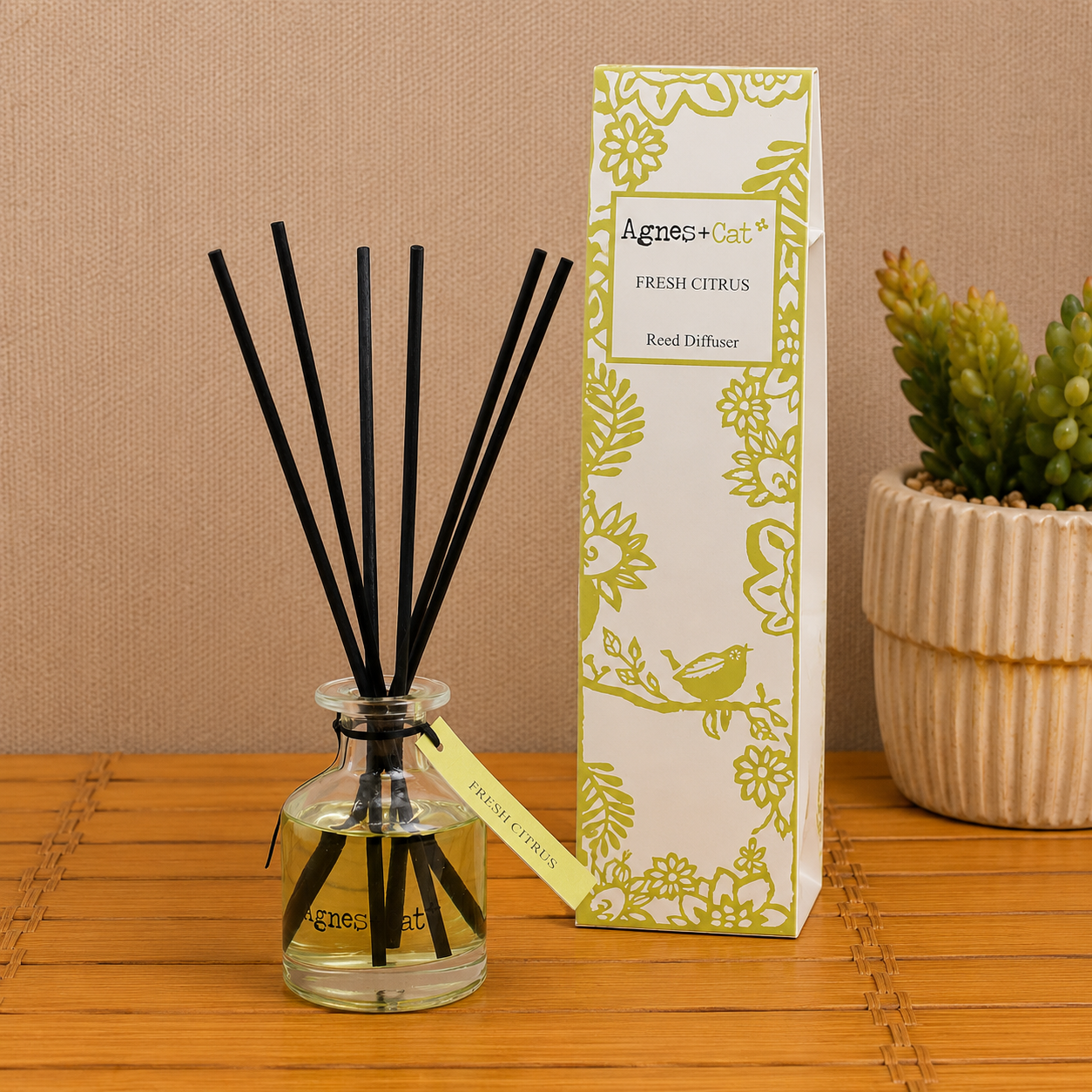 Agnes & Cat Fresh Citrus Geurstokjes 140 ml | Luxe Reed Diffuser