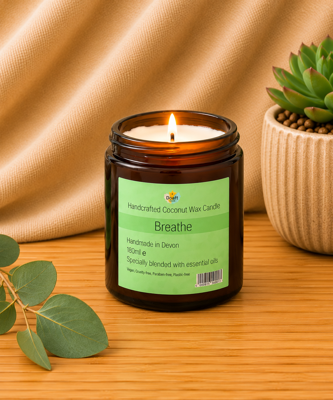 Breathe Kokoswas Geurkaars 50 ml