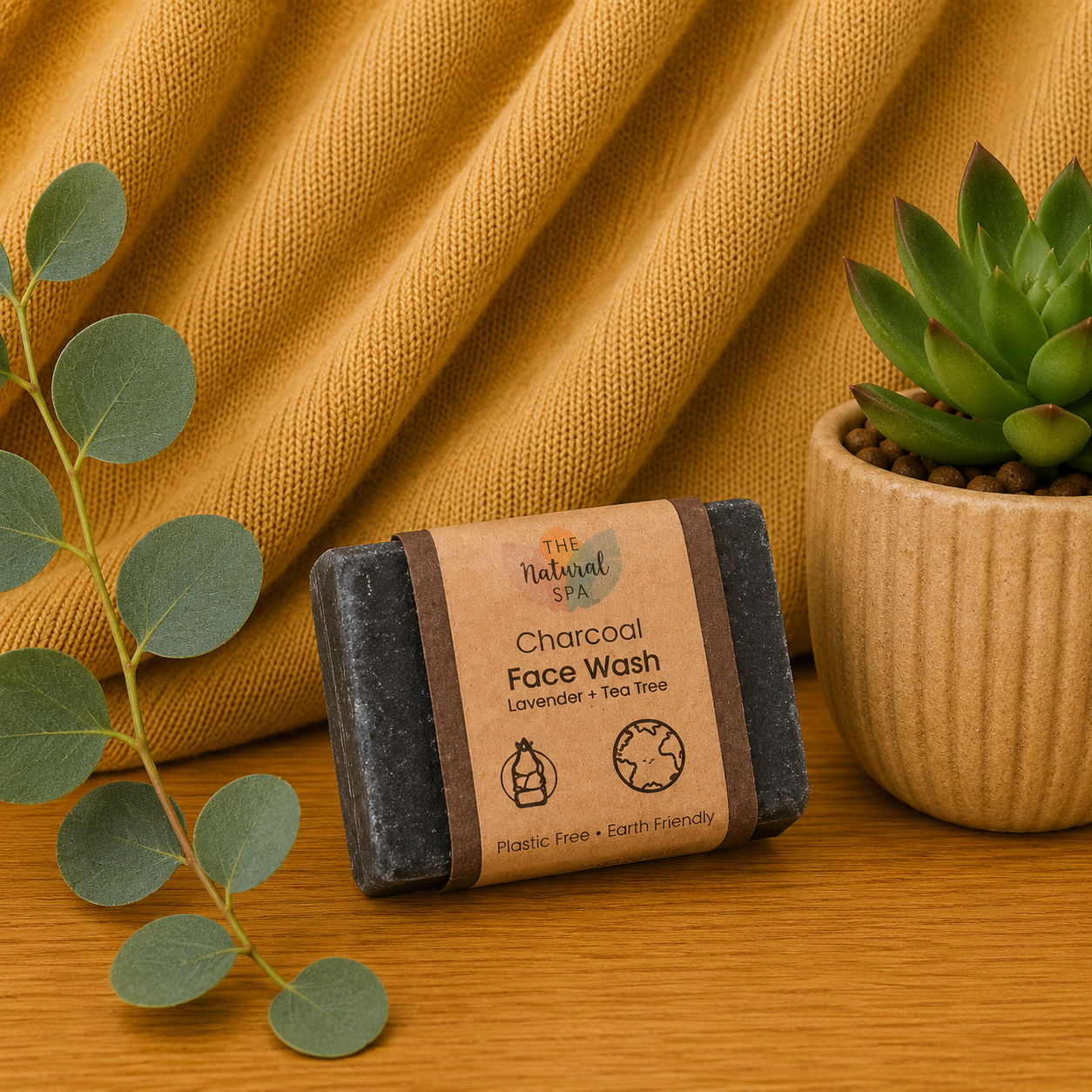 The Natural Spa Charcoal Face Wash Bar - Lavender & Tea Tree - 75g